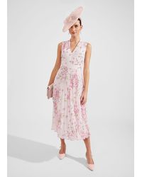 Hobbs - Petite Veronica Pleated Floral Dress - Lyst