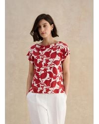 Hobbs - Alycia Printed Cotton Slub T-Shirt - Lyst