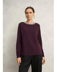 Hobbs - Sherry Wool Blend Gem Detail Jumper - Lyst