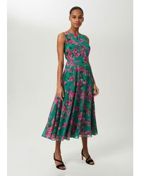Hobbs - Floral Georgette Fit-and-Flare Midi Dress - Lyst