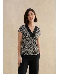 Hobbs - Jonie Printed V- Neck Top - Lyst