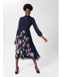 Hobbs - Deanna Pleated Floral Dress - Lyst