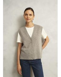 Hobbs - Maya Wool Cashmere V Neck Button Knitted Vest - Lyst