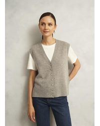 Hobbs - Maya Wool Cashmere V Neck Button Knitted Vest - Lyst