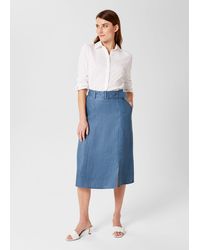 Hobbs - Linen A-Line Belted Skirt - Lyst