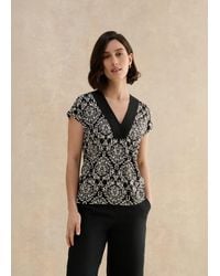 Hobbs - Jonie Printed V- Neck Top - Lyst