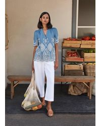 Hobbs - Sloane Cotton Broderie Blouse - Lyst