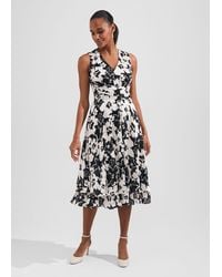 Hobbs - Viola Satin Fit And Flare Dress - Lyst