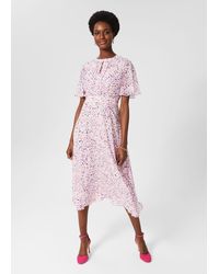 Hobbs Victoria Rose Silk Dress in Pink Lyst UK