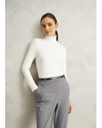 Hobbs - Mischa Roll Neck Top Ivory - Lyst