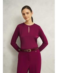 Hobbs - Burgundy Savannah Key Hole Long Sleeve Top - Lyst