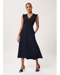 Hobbs - Vivien Satin Midi Dress - Lyst
