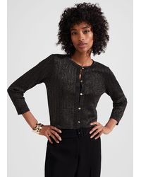 Hobbs - Reena Sparkle Ribbed Knitted Cardigan - Lyst