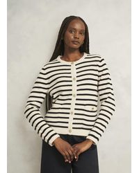 Hobbs - Oatmeal Simona Wool Blend Striped Knitted Jacket - Lyst