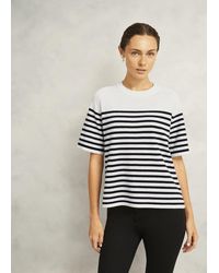 Hobbs - Ivory Striped Demi Wool Blend Short Sleeve Knitted T-Shirt - Lyst