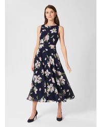 Hobbs - Carly Floral Fit And Flare Dress - Lyst