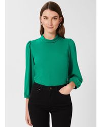 Hobbs - Leah Jacquard Spot Roll Neck Blouse - Lyst