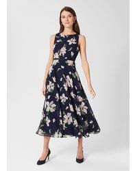 Hobbs - Carly Floral Fit And Flare Dress - Lyst