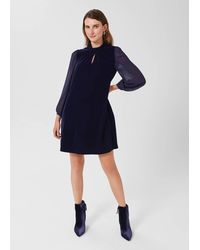 Hobbs - Faye Velvet A Line Dress - Lyst