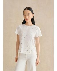 Hobbs - Adaline Cotton Slub Printed T-Shirt - Lyst