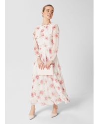 Hobbs - Petite Rosabella Silk Floral Midi Dress - Lyst
