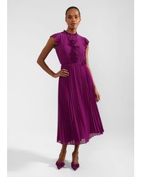 Hobbs Isabella Satin Pleated Dress in Blue Lyst UK