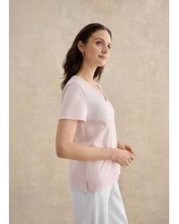 Hobbs - Arianna Cotton Slub V Neck T-Shirt - Lyst