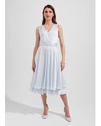 Hobbs - Viola Satin Fit And Flare Dress - Lyst