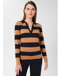 Hobbs - Alexis Merino Wool Stripe Polo Jumper - Lyst