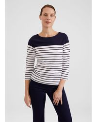Hobbs - Avia Cotton Slub Striped T-shirt - Lyst