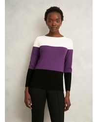Hobbs - Alice Colour Block Crew Neck Knitted Jumper - Lyst