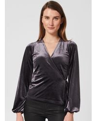 Hobbs - Livvy Velvet Wrap Top - Lyst
