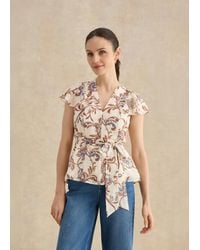 Hobbs - Gabriella Paisley Frill Sleeve Top - Lyst