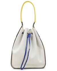 Hogan Primavera Estate 2019 borsa a secchiello maxi in pelle bianca -  KBW015K0300KSUB001