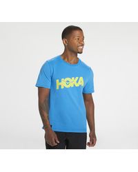 Hoka One One Marken T-Shirt für Herren in Diva Blue Größe XS | Kurzarmshirts - Blau