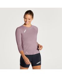 Hoka One One - Glide Shirt mit 3⁄4-Ärmeln für Damen in Elderberry Größe L | Langarmshirts - Lyst