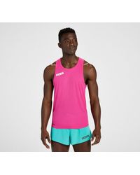 Hoka One One - Débardeur Glide pour Homme en Pink Yarrow Taille XL | Débardeurs - Lyst