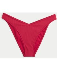 Hollister - Ribbed V-front High-leg Cheeky Bikini Bottom - Lyst