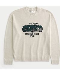 Hollister - Boxy Racing Graphic Crew Sweater - Lyst