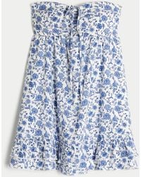 Hollister - Strapless Babydoll Mini Dress - Lyst