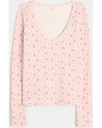 Hollister - Gilly Hicks Always Cozy Waffle V-neck Long-sleeve Top - Lyst