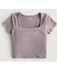 Hollister Lace Trim Square-Neck Baby Tee