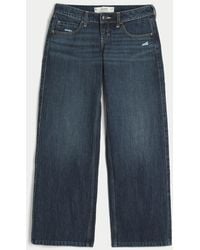 Hollister - Ultra Low-rise Distressed Dark Wash Baggy Jeans - Lyst