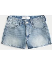Hollister - High-rise Medium Wash Denim A-line Shorts - Lyst
