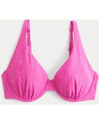 Hollister - Curvy High Apex Jacquard Underwire Bikini Top - Lyst