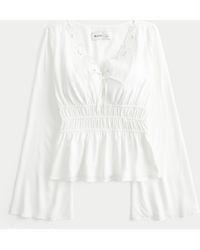 Hollister - Easy Bell Sleeve Tie Front Top - Lyst