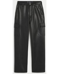 Hollister - Ultra High-rise Vegan Leather Cargo Dad Pants - Lyst