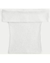 Hollister - Ribbed Off-the-shoulder Foldover Top - Lyst