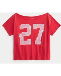 Hollister - Easy Off-the-shoulder Number Graphic Tee - Lyst