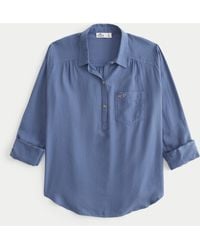 Hollister - Oversized Cotton Popover Shirt - Lyst